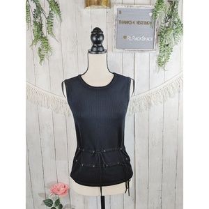 Laura Leigh black cotton sleeveless blouse top